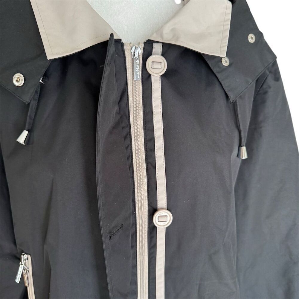 Mackintosh Black Hooded Raincoat Mid-Length Casual Women's Size Petite XL - Picture 9 of 14
